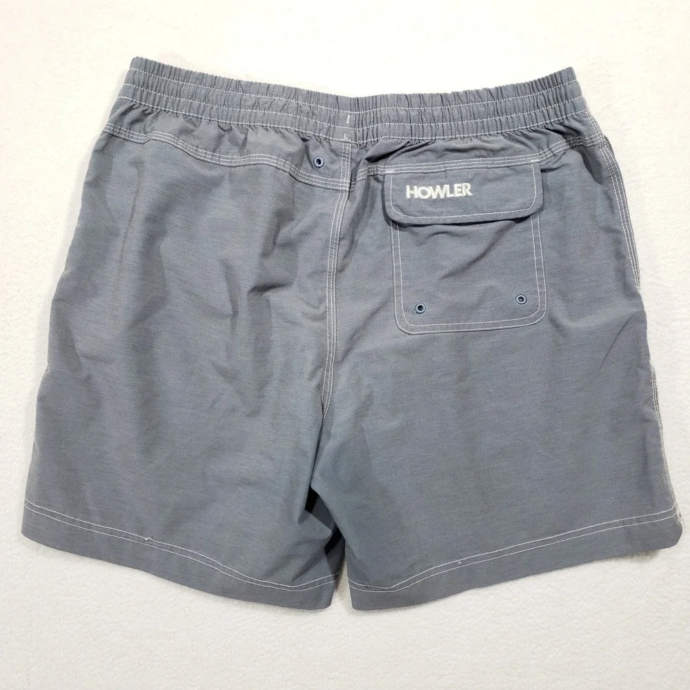 Howler Brothers Swim Trunks  Mens 34 Gray‎ Horizon Hybrid Surf Logo Pocket